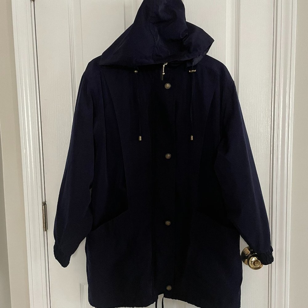 Andy Johns Men's Hooded Navy Blue Raincoat - Sz M - NWOT